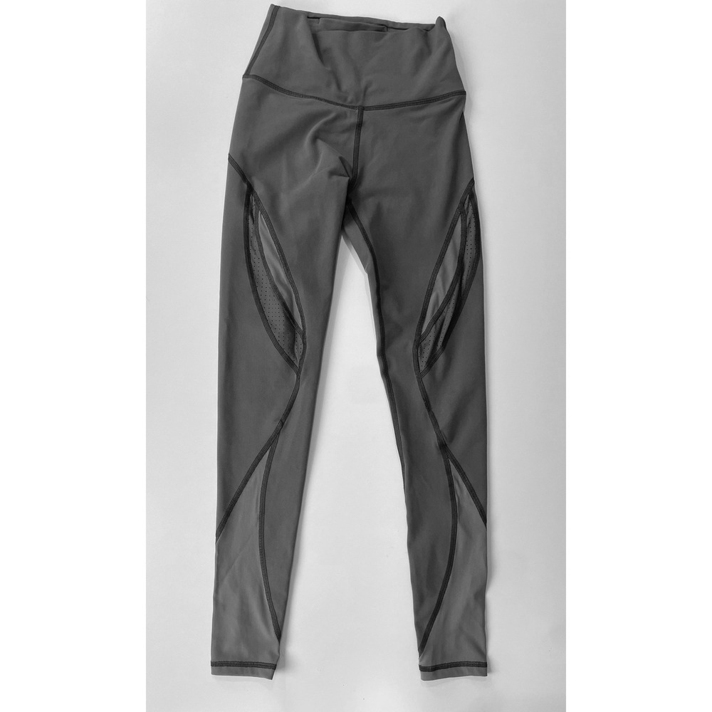Aerie Chill Play Move High Waisted Mesh Panel Athletic Leggings Green Grey XS